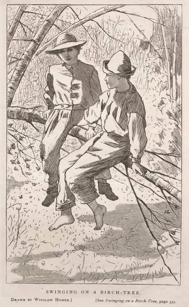 1867年在白桦树上荡秋千。 作者 温斯洛·荷马