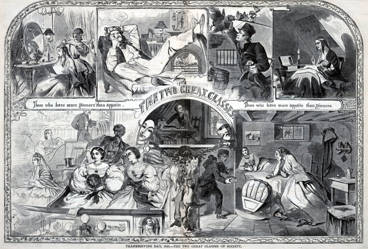 1860 年感恩节，社会的两大阶级，摘自《哈珀周刊》1860 年 12 月 1 日 作者 温斯洛·荷马