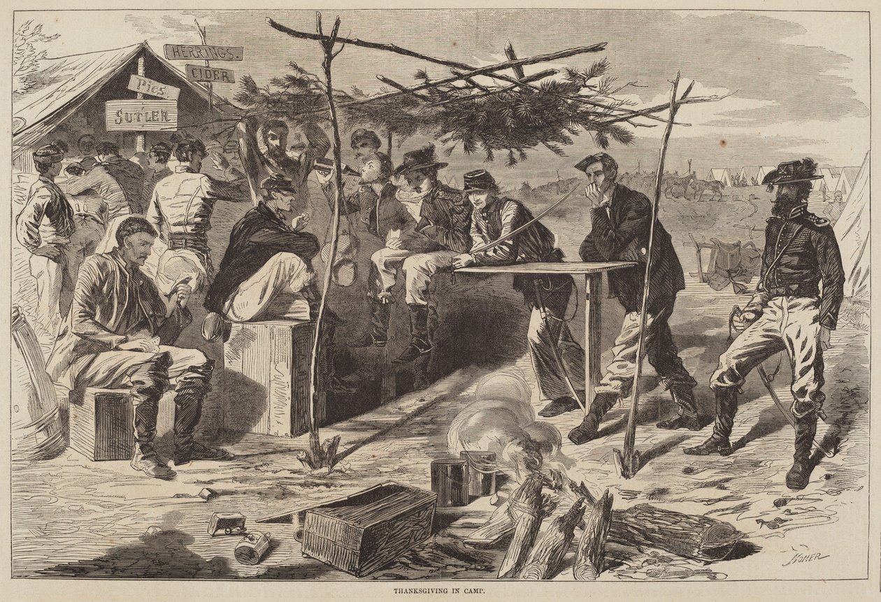 营地里的感恩节》，1862年出版。 作者 温斯洛·荷马
