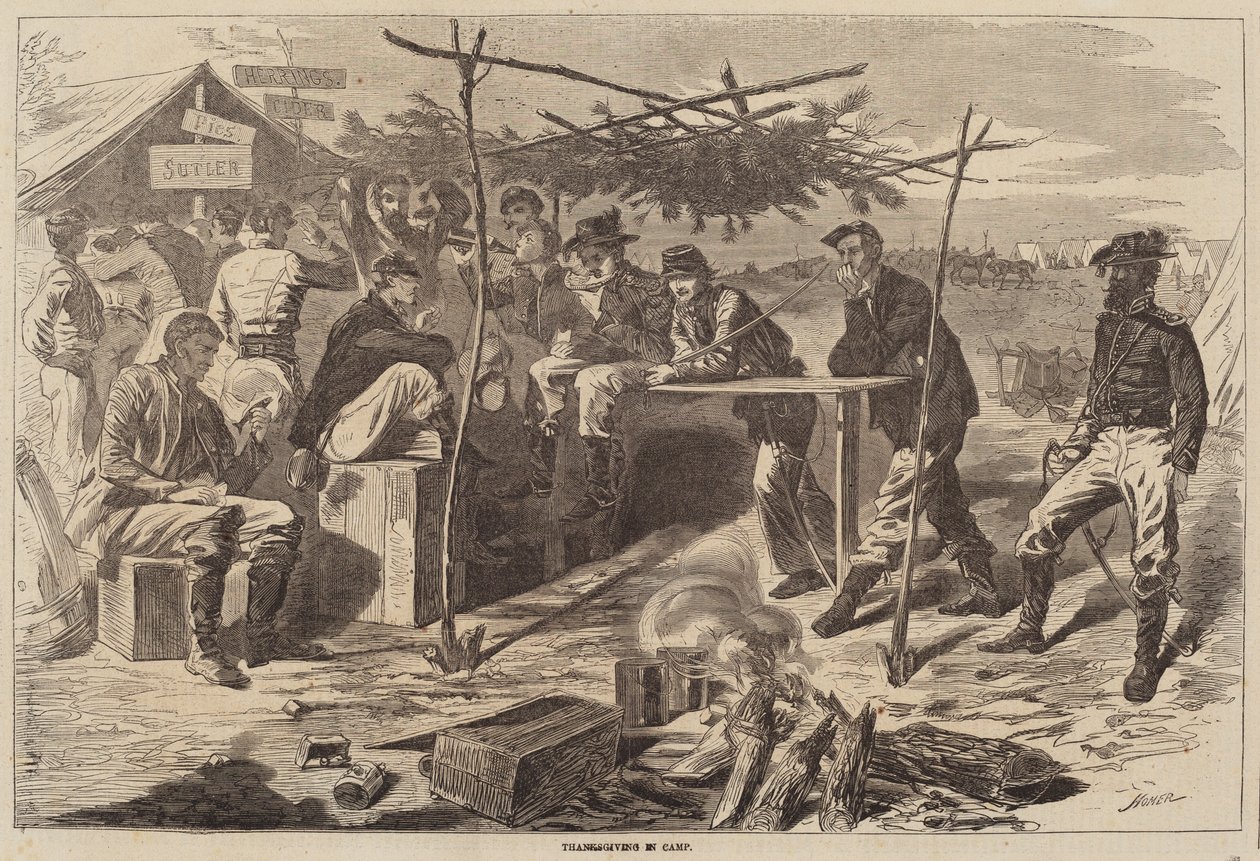 营地里的感恩节》，1862年出版。 作者 温斯洛·荷马