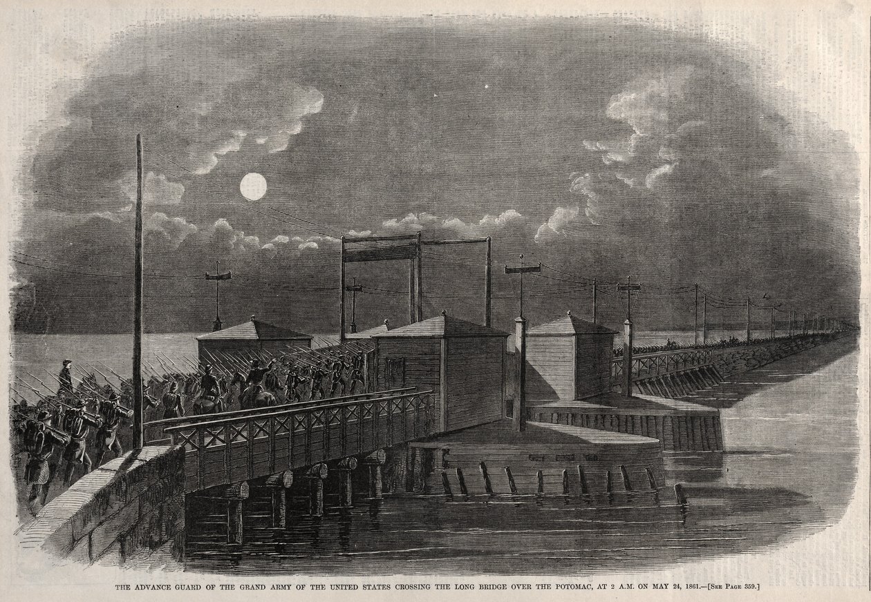 1861年，美国大军越过长桥的高级后卫，1861年。 作者 温斯洛·荷马