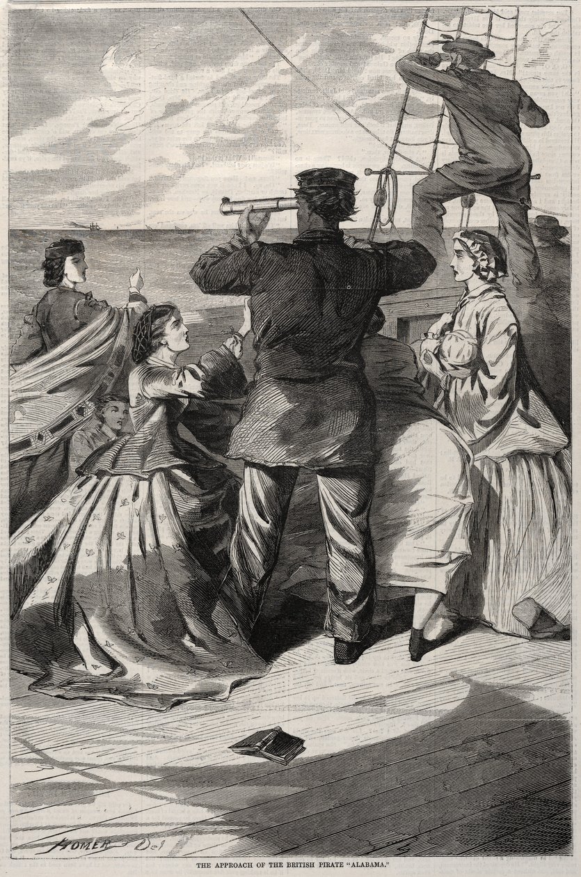 1863年，英国阿拉巴马海盗进场。 作者 温斯洛·荷马