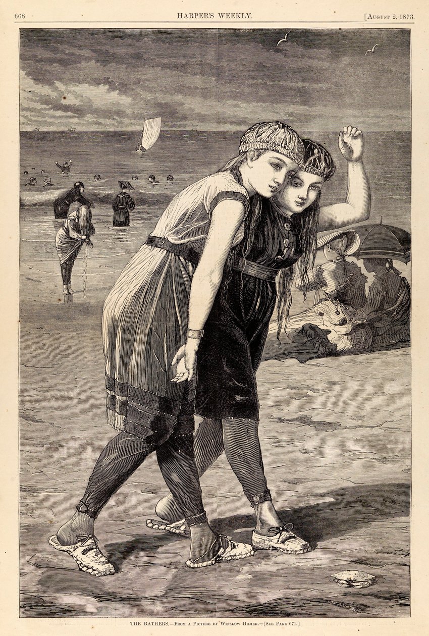 浴女》，摘自《哈珀周刊》，1873 年 8 月 2 日 作者 温斯洛·荷马
