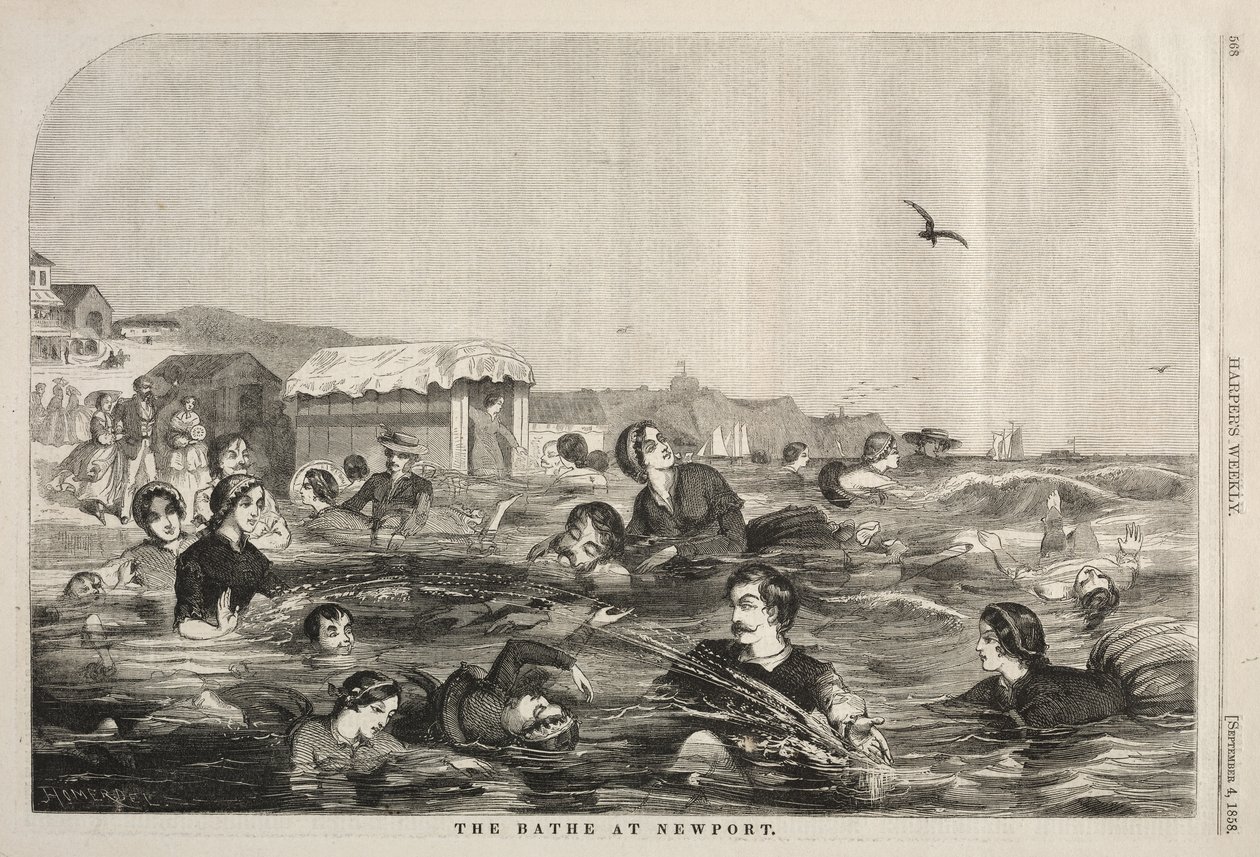 纽波特浴场，1858年。 作者 温斯洛·荷马