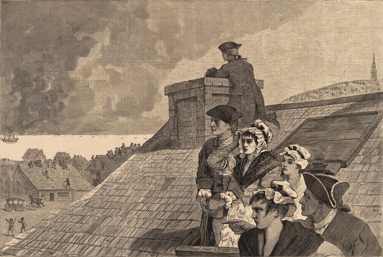 邦克山战役--从波士顿科布山观战》，摘自《哈珀周刊》1875 年 6 月 26 日 作者 温斯洛·荷马