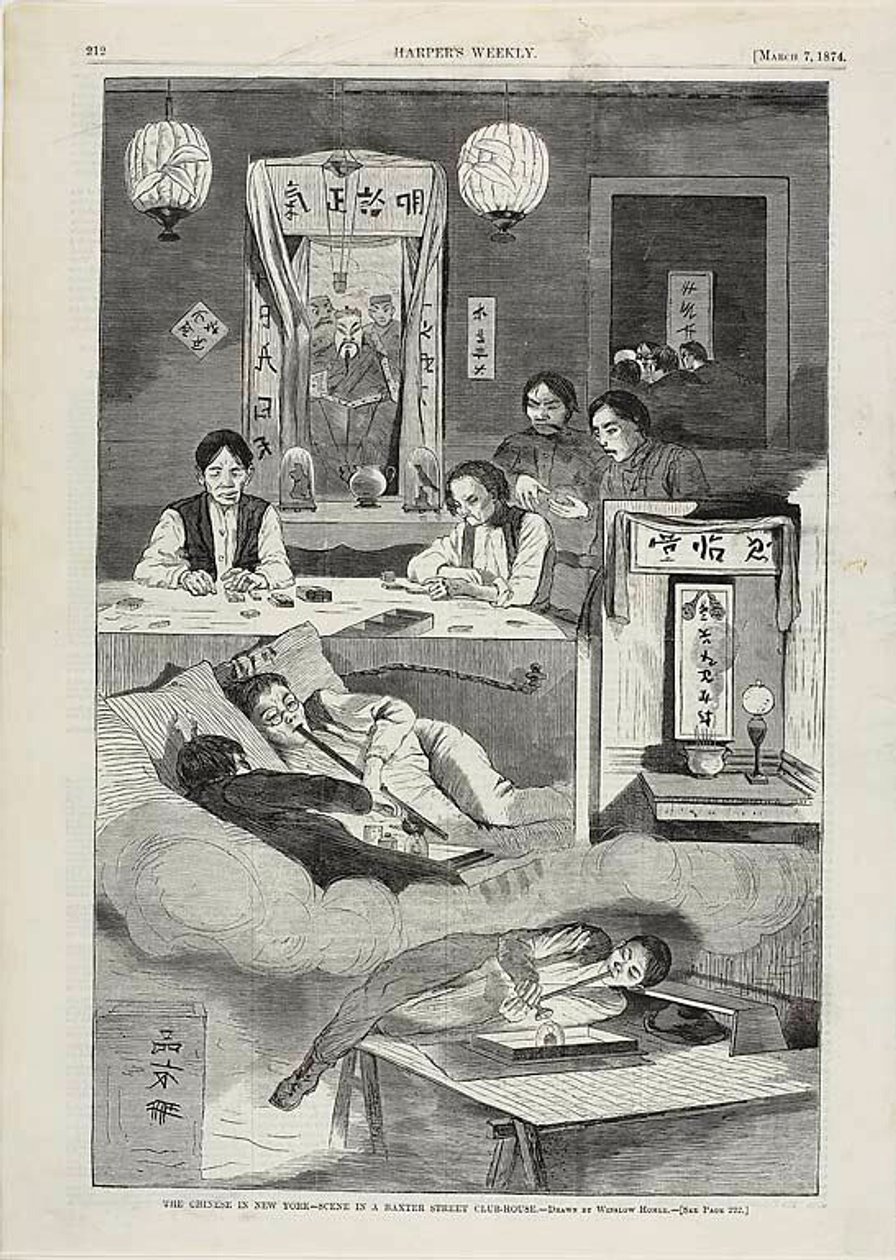 纽约的中国人--巴克斯特街一家会所的场景 作者 温斯洛·荷马