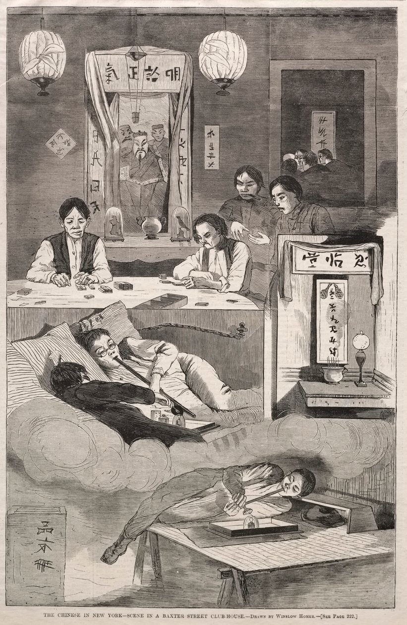 纽约华人-1874年在巴克斯特街俱乐部中的场景。 作者 温斯洛·荷马