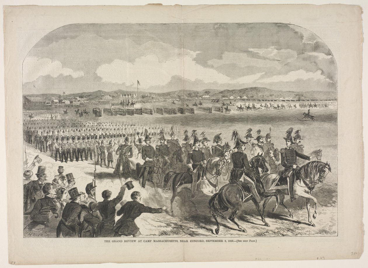 1859年9月9日，在康科德附近的马萨诸塞州营地进行的全面回顾，1859年。 作者 温斯洛·荷马