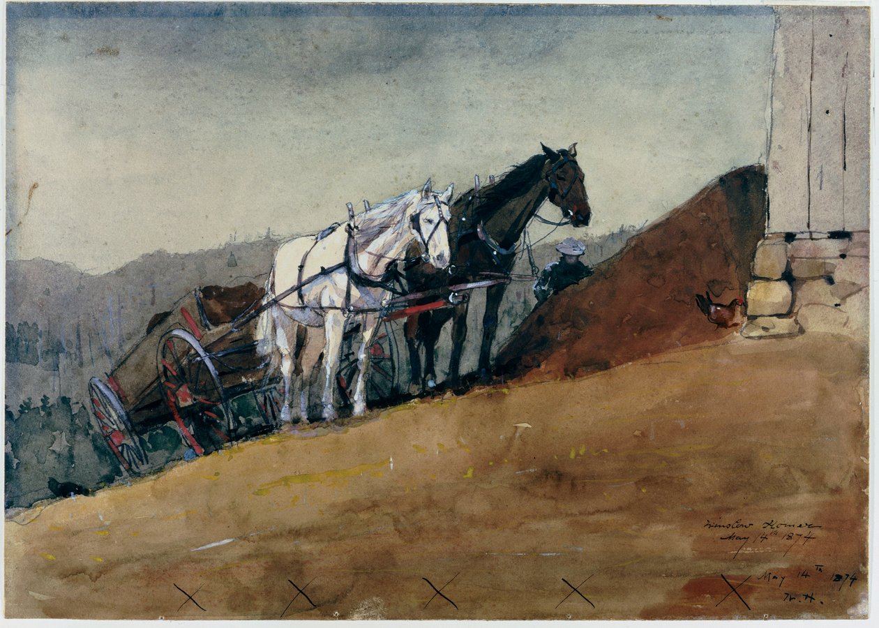山顶谷仓-霍顿农场，1874年 作者 温斯洛·荷马