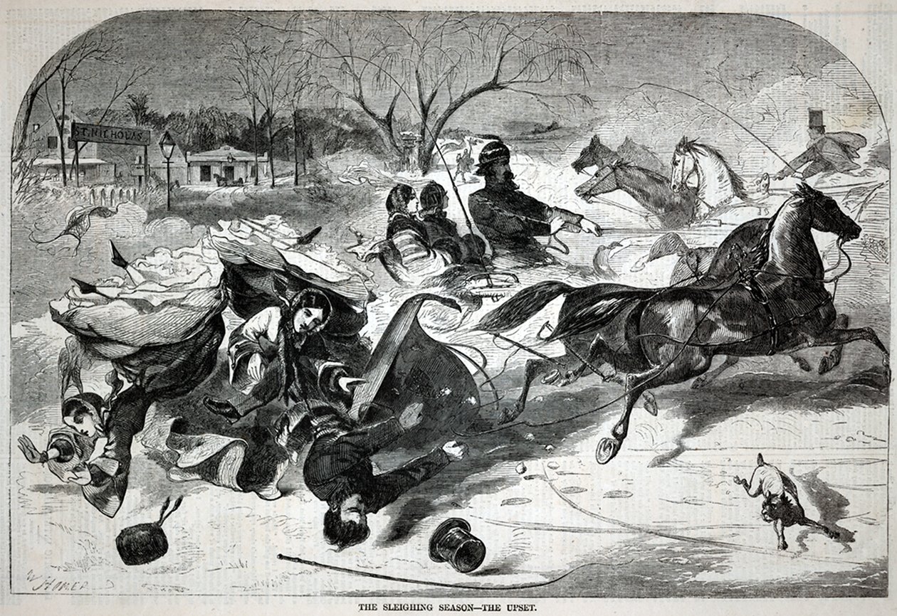 雪橇季--颠覆，摘自《哈珀周刊》1860 年 1 月 14 日 作者 温斯洛·荷马