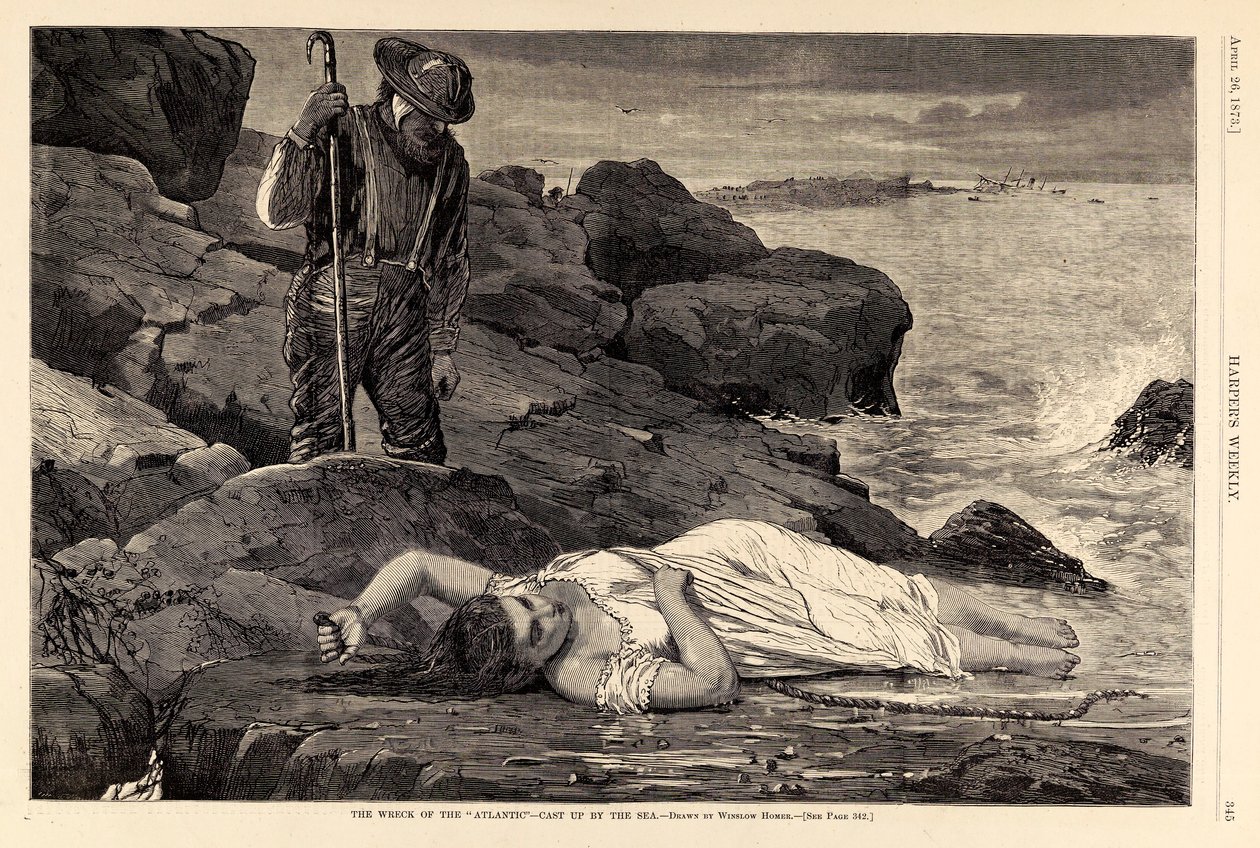 大西洋 "号上的沉船--被海水抛起，摘自《哈珀周刊》1873 年 4 月 26 日 作者 温斯洛·荷马