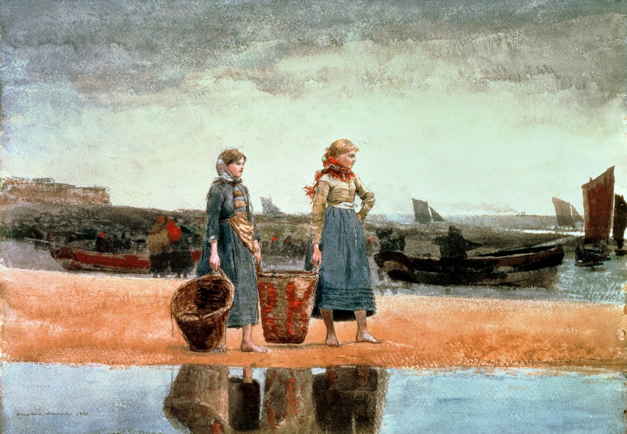 海滩上的两个女孩，泰恩茅斯，1891年 作者 温斯洛·荷马
