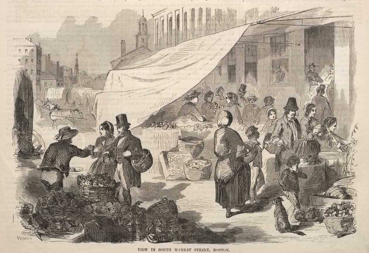 1857年在波士顿南市场街上的视图。 作者 温斯洛·荷马