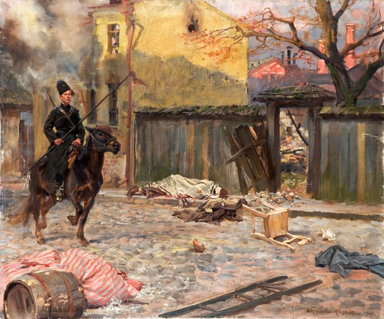 Raid Pogrom"，1907年。 作者 Wojciech Kossak