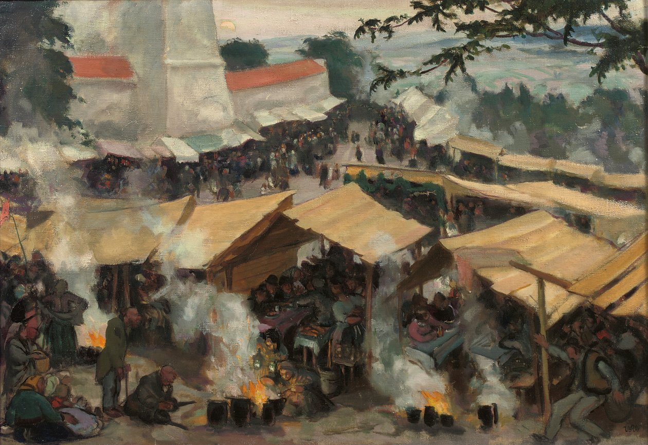 波兰Kawaria Zabrzydowska的博览会，约1913年（布面油画） 作者 沃西切·斯坦尼斯劳·魏斯
