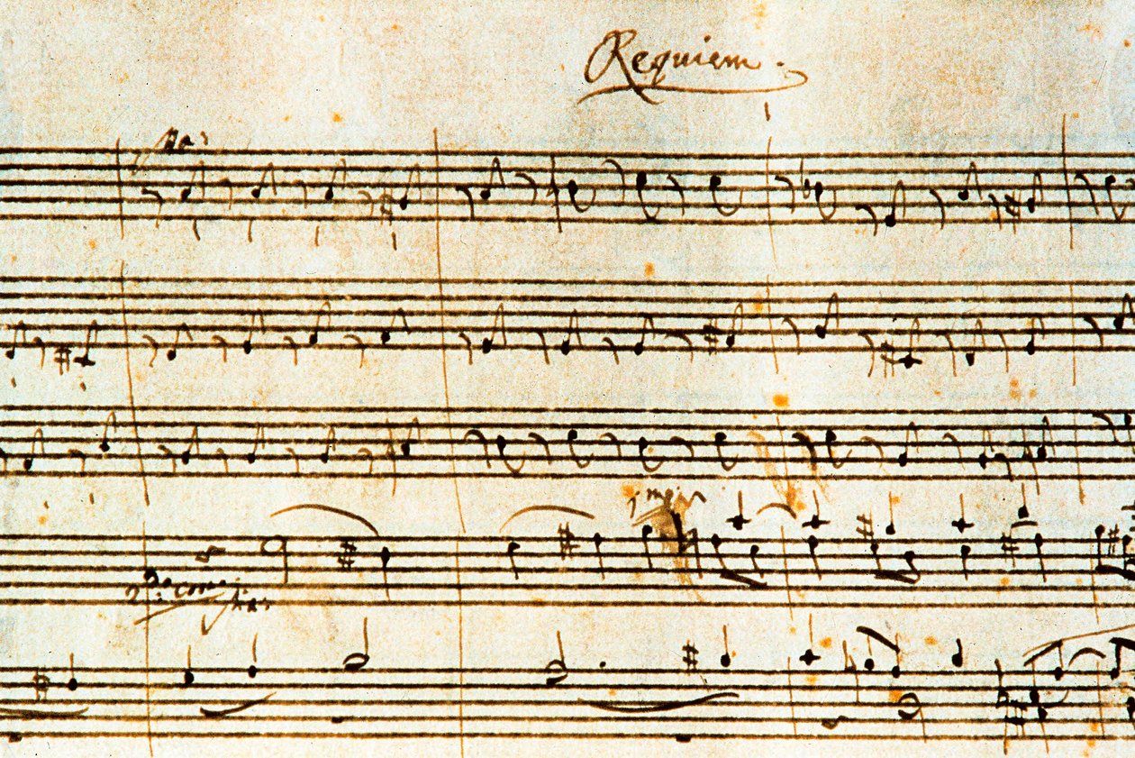 奥地利作曲家沃尔夫冈-阿玛迪斯-莫扎特（1756-1791）的《安魂曲》（K. 626）的亲笔乐谱 作者 沃尔夫冈·阿玛迪斯·莫扎特