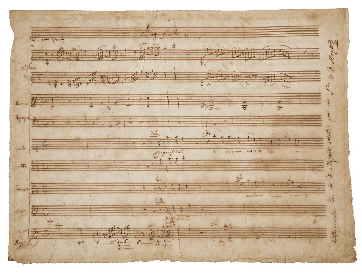 Magnificat，K。321a。手稿，独奏家和合唱团，风琴和管弦乐队的乐谱，约1779年 作者 沃尔夫冈·阿玛迪斯·莫扎特