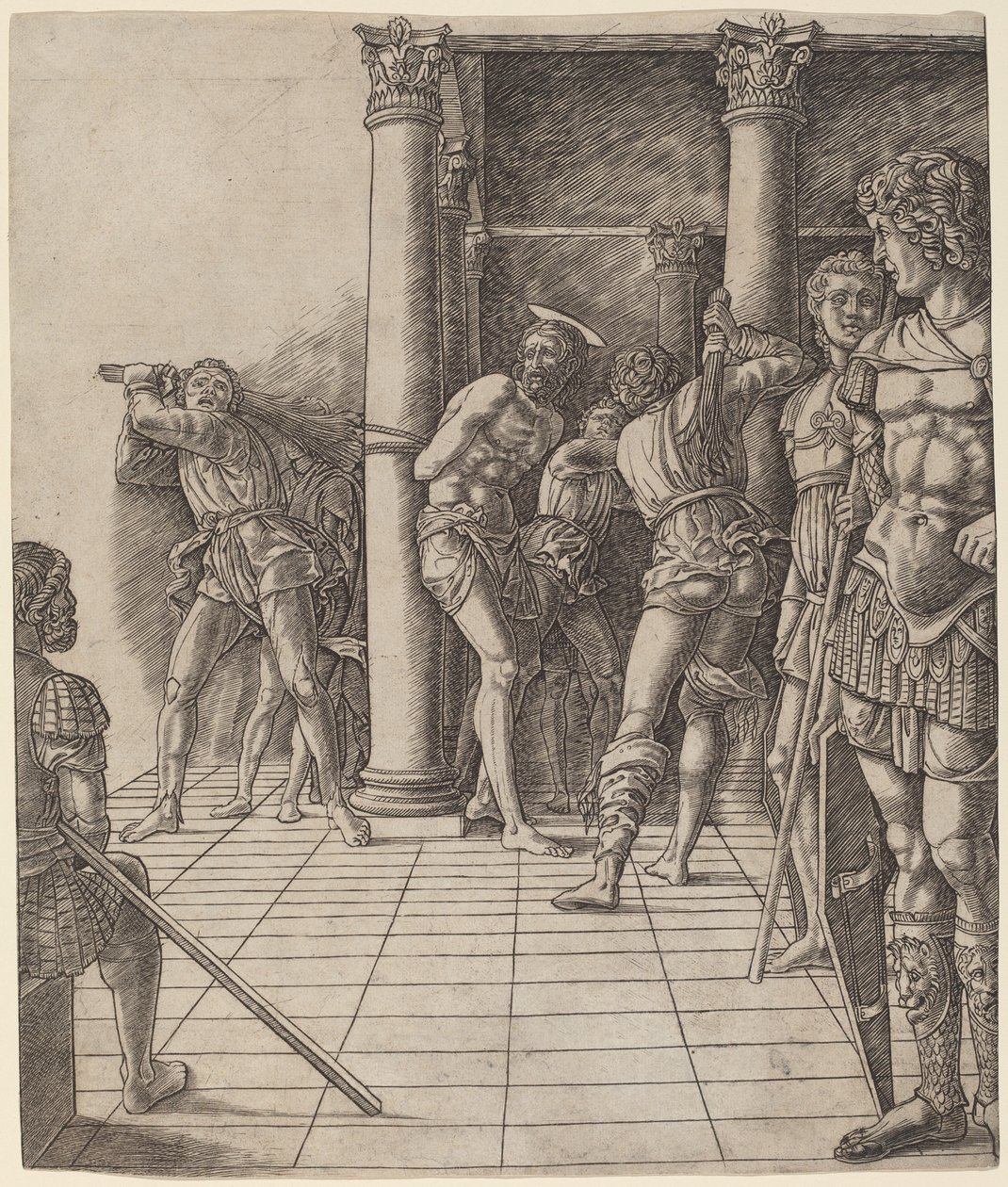 鞭打基督，与人行道的关系 作者 Andrea Mantegna 工作室