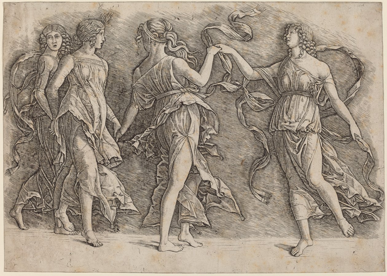 四个跳舞的缪斯女神 作者 Andrea Mantegna 工作室
