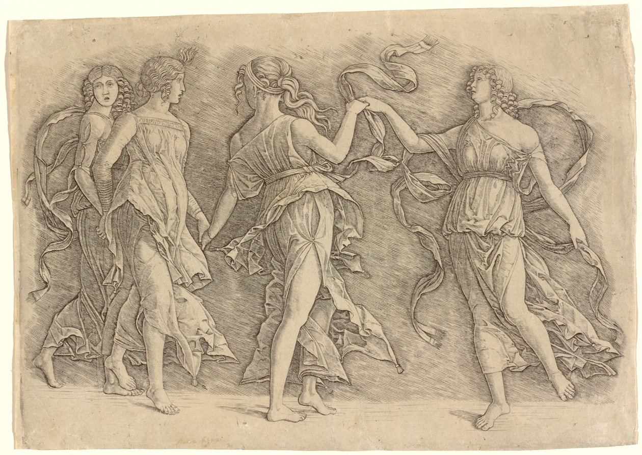 四个跳舞的缪斯女神 作者 Andrea Mantegna 工作室