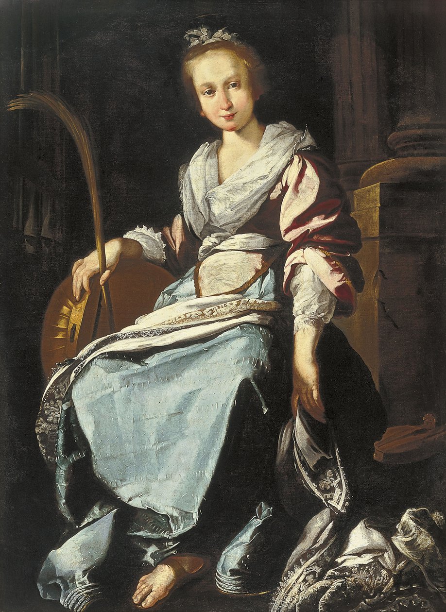 西班牙语：Santa Cecilia 圣塞西莉亚 作者 贝尔纳多·斯特罗兹（Bernardo Strozzi）的工作室