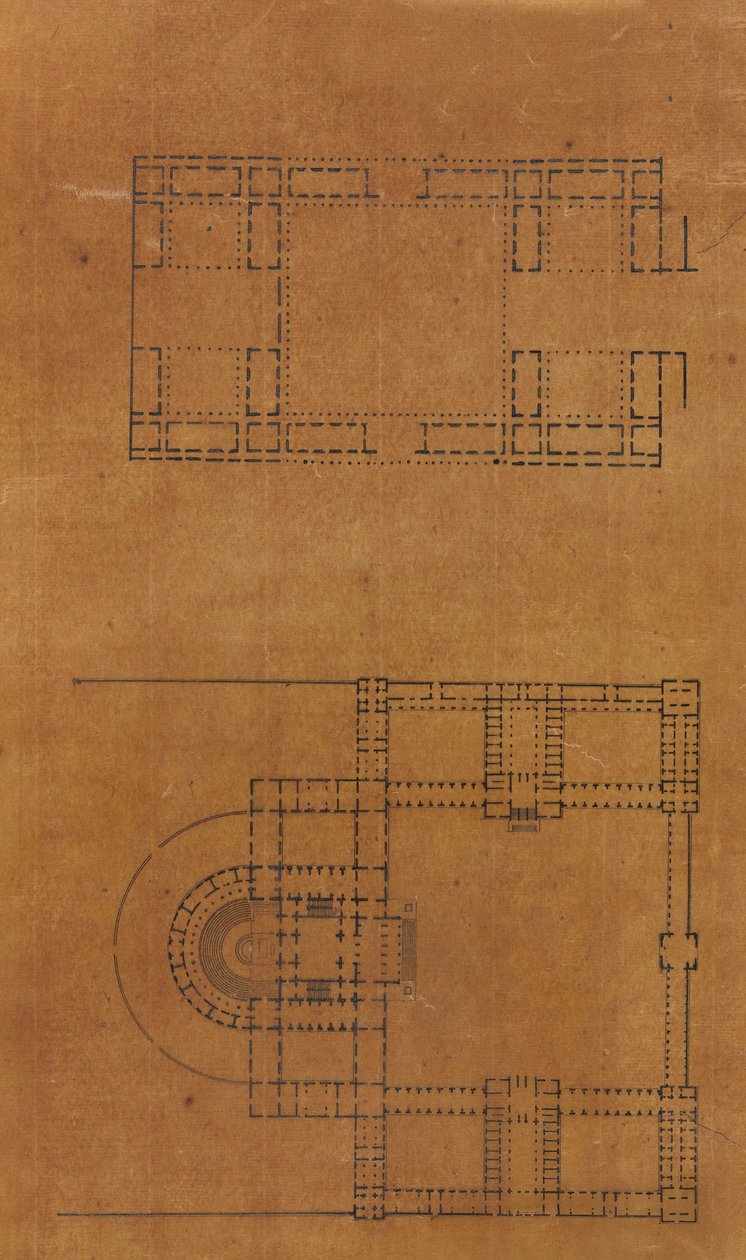 来自一个剪贴簿的页面，其中包含建筑的图画和一些印刷品，大约1800-1850年。创作者。Charles Percier工作室, Pierre François Léonard Fontaine工作室。 作者 Charles Percier 工作室，Pierre 工作室