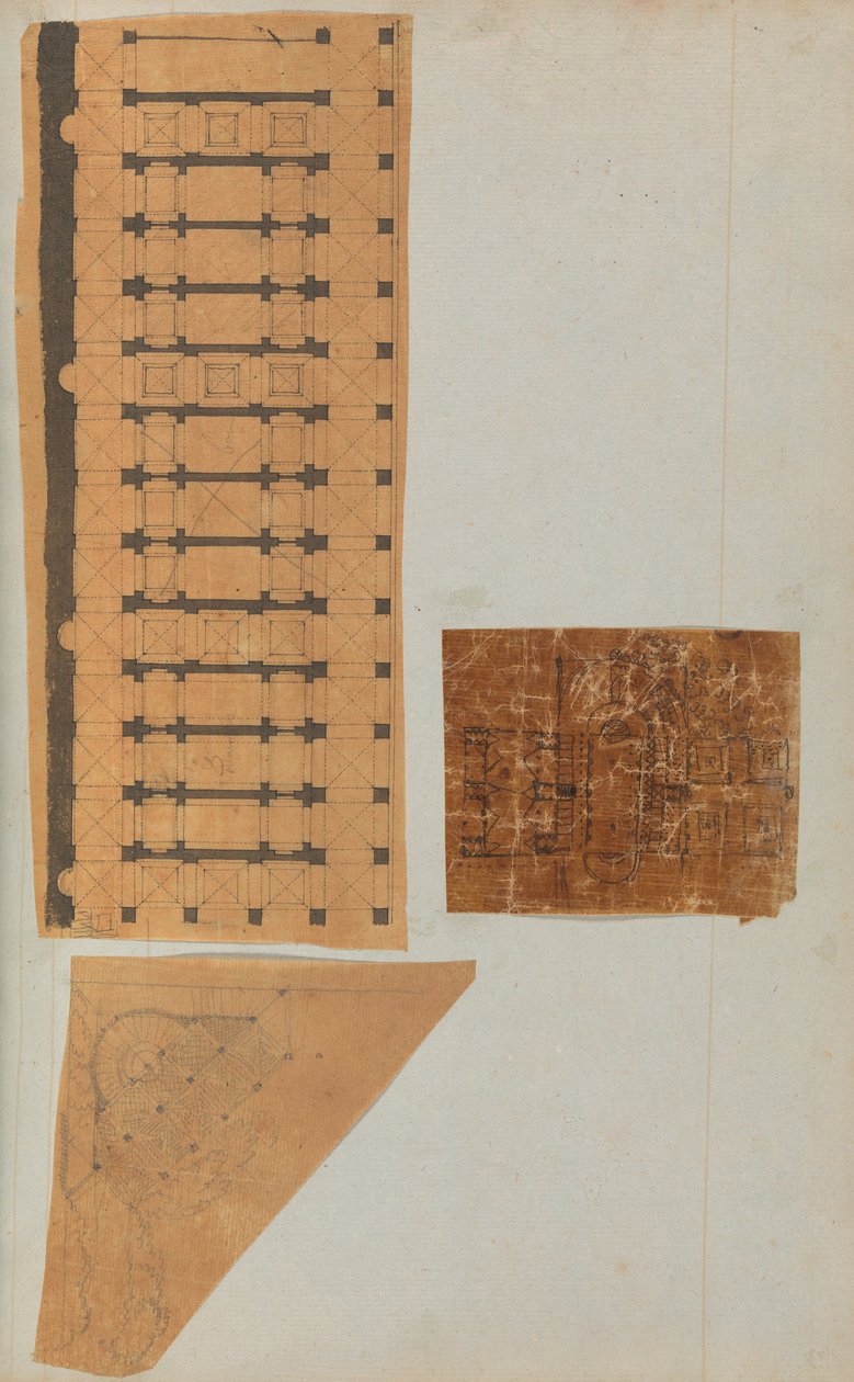 来自一个剪贴簿的页面，其中包含建筑的图画和一些印刷品，大约1800-1850年。创作者：Charles Percier工作室, Pierre François Léonard Fontaine工作室。 作者 Charles Percier 工作室，Pierre 工作室