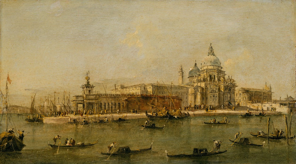 威尼斯：Dogana和Santa Maria della Salute。 作者 Francesco Guardi 的工作室