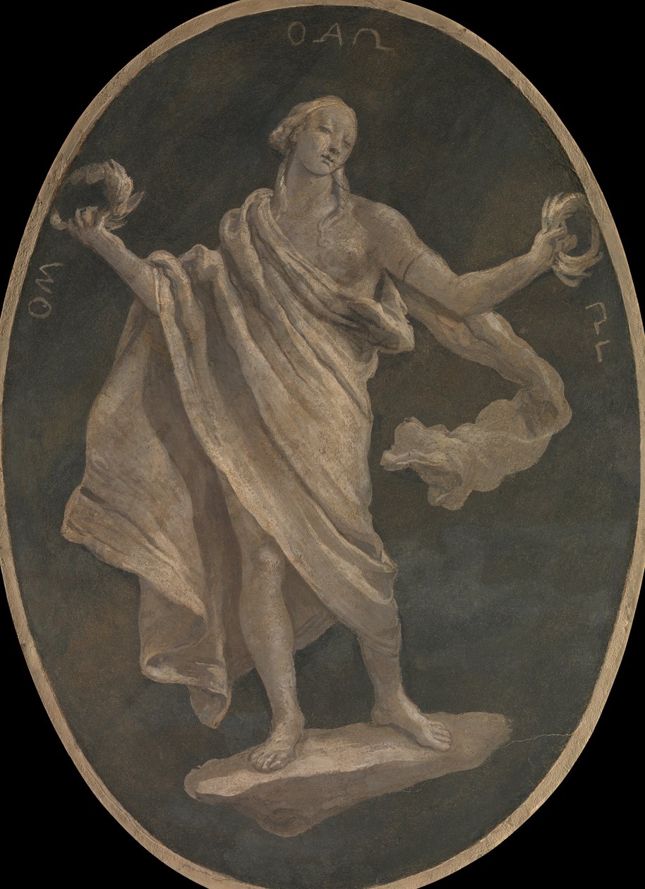 一种美德，可能是爱国主义，1760年。 作者 乔瓦尼·巴蒂斯塔·提埃波罗 (Giovanni Battista Tiepolo) 的工作室