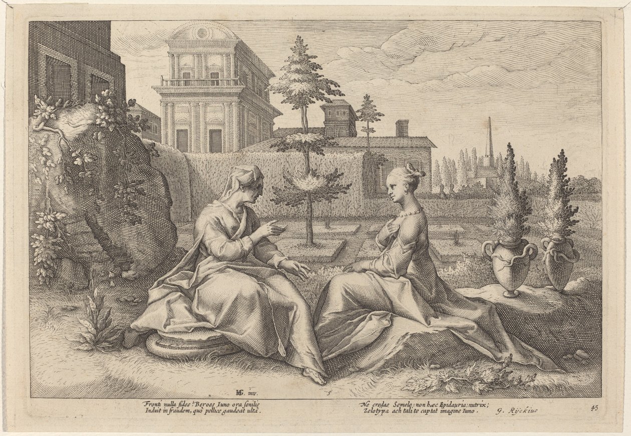 朱诺在贝罗的形式，警告塞梅尔 作者 Hendrick Goltzius 工作室，Hendrick Goltzius 之后