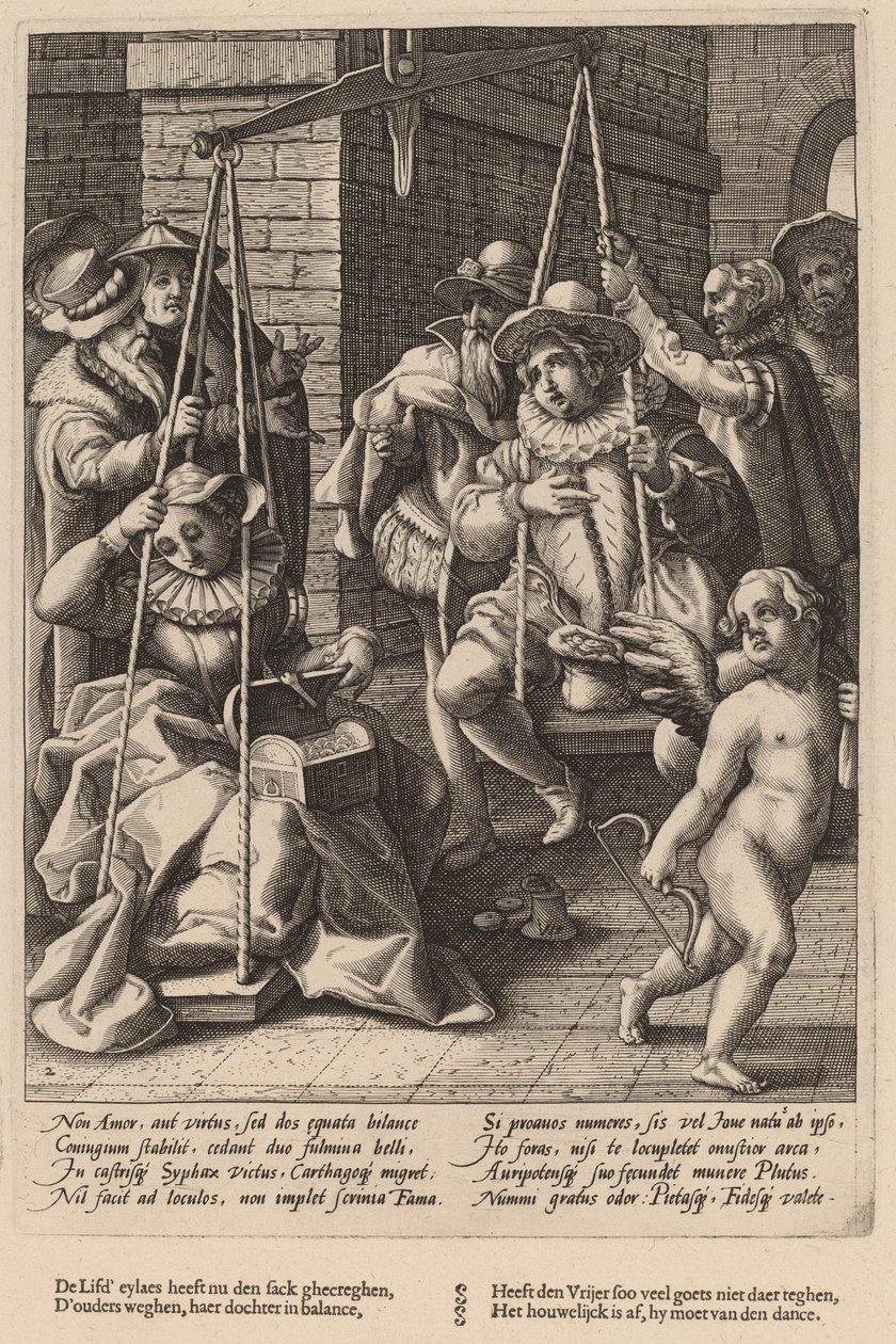 婚姻的天平 作者 Hendrick Goltzius 工作室，在 Karel van Mander 一世之后