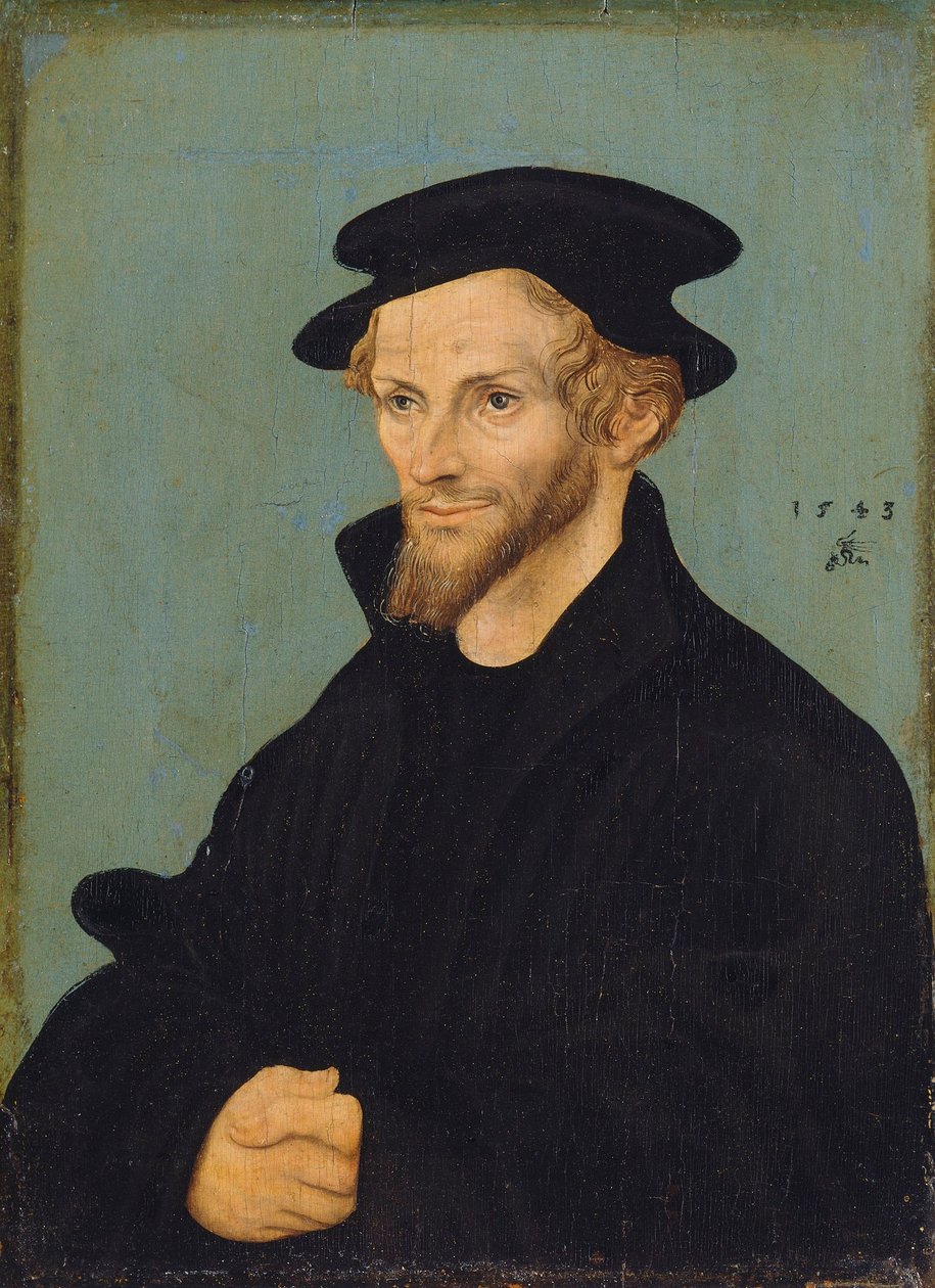 德语: Bildnis Philipp Melanchthons Philipp Melanchthon 肖像 作者 卢卡斯·克拉纳赫（Lucas Cranach）讲习班
