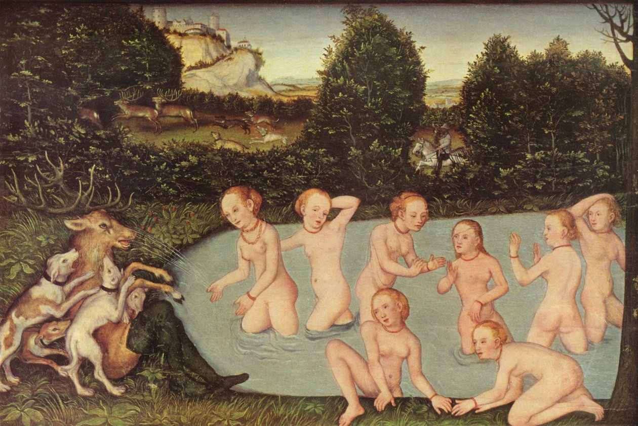 德语：Diana und Aktäon Diana and Actaeon 作者 卢卡斯·克拉纳赫（Lucas Cranach）讲习班