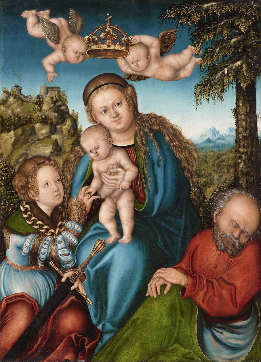圣凯瑟琳的神秘婚姻 作者 卢卡斯·克拉纳赫（Lucas Cranach）讲习班