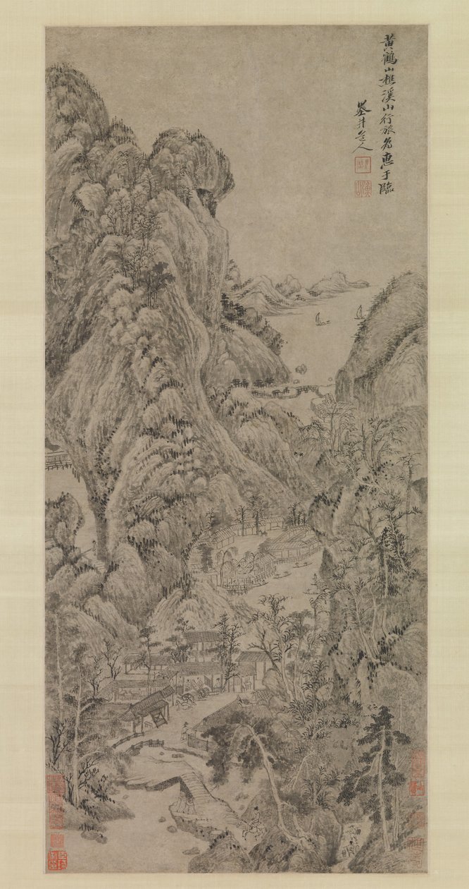 溪流和山脉间的旅行者，大概是1670年代。 作者 吴力