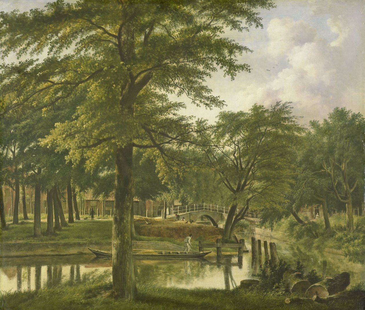 哈勒姆波尔韦克附近的新格拉希特（Nieuwe Gracht）景观 作者 Wybrand Hendriks（艺术家签名）