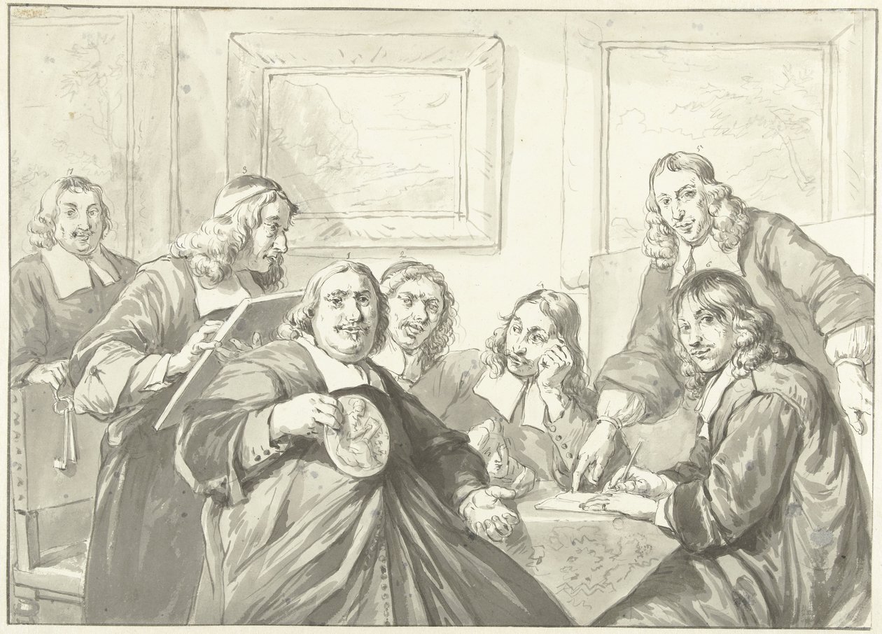 1675 年，哈勒姆的圣路加公会会长。 作者 Wybrand Hendriks