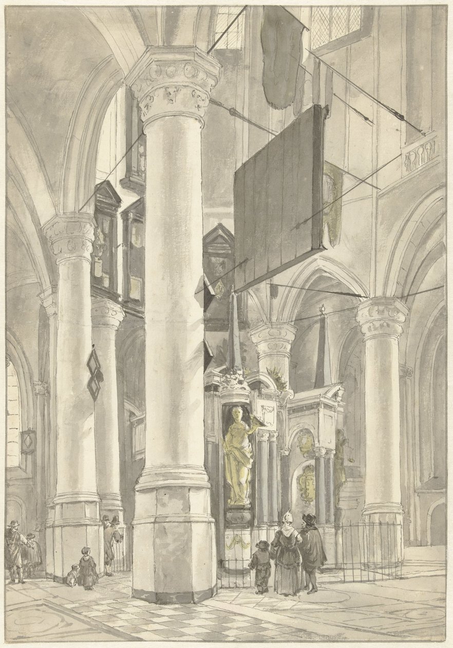 代尔夫特新教堂（Nieuwe Kerk）景观，显示奥兰治的威廉墓 作者 Wybrand Hendriks