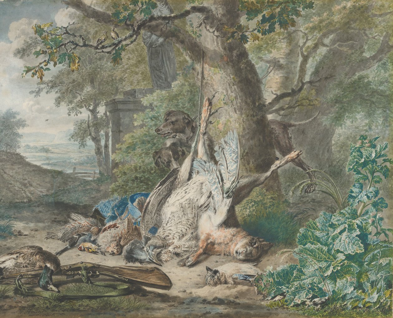 森林中的狩猎静物》，1784年。 作者 Wybrand Hendriks