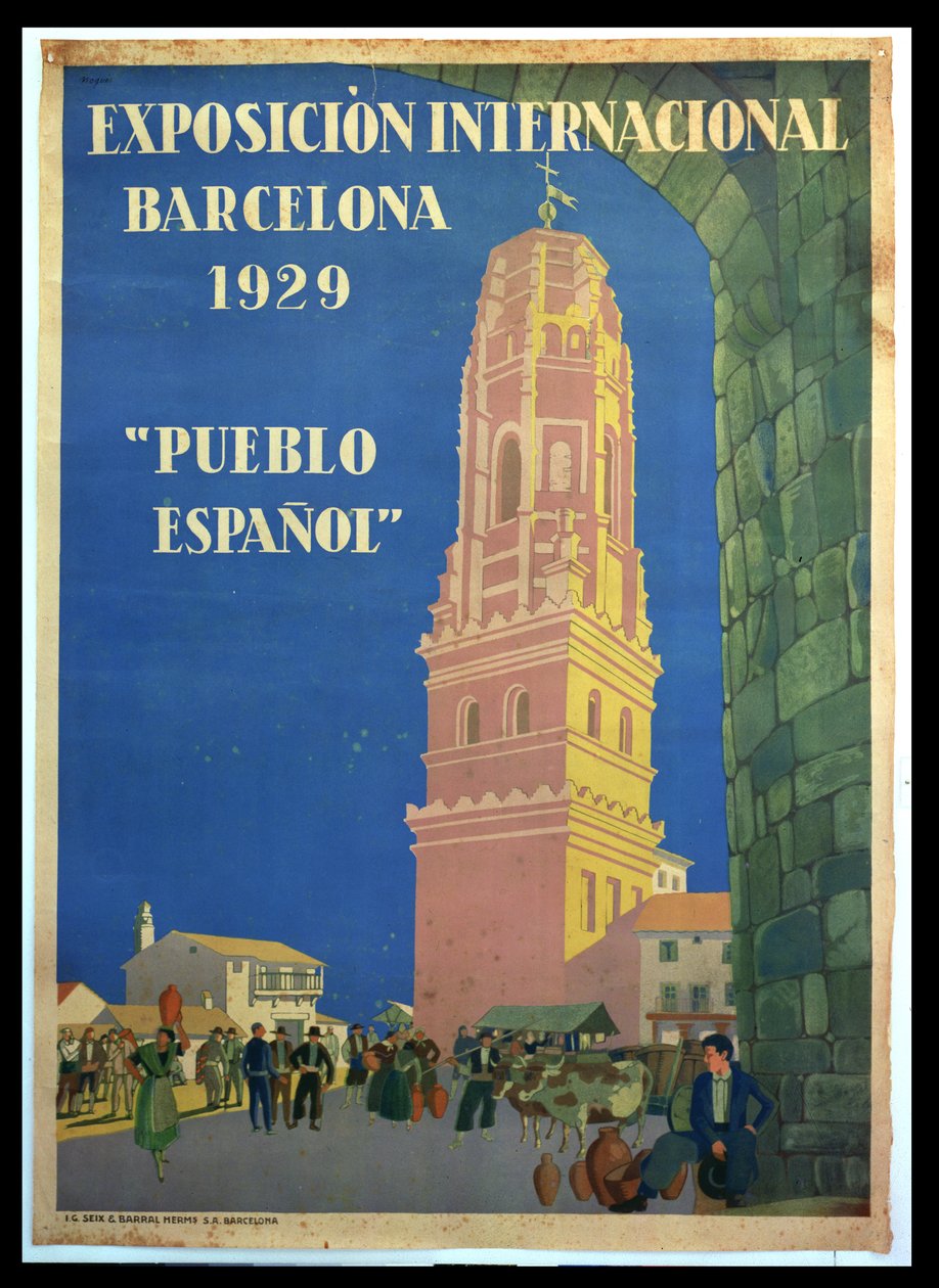 海报在1929年在巴塞罗那宣传国际展览 作者 Xavier Nogues