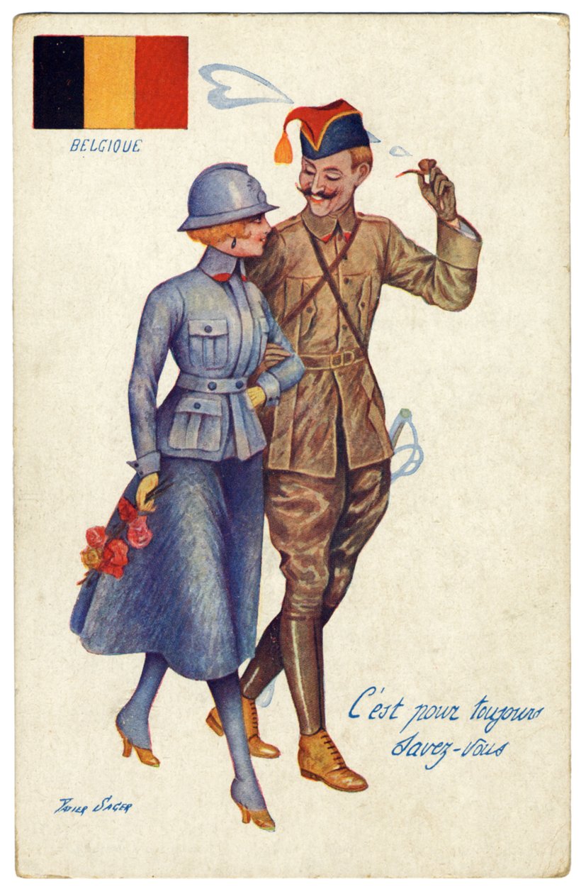 第一次世界大战比利时明信片同盟之间的和谐，c.1917 作者 泽维尔·萨格（Xavier Sager）