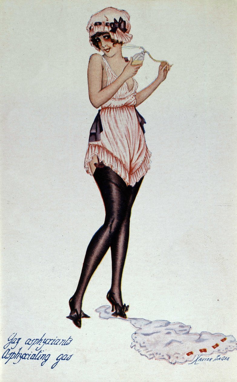 Model corset around 1830 and door - garter. By Xavier Sager (1870-1930) In “” The corset in art and morals from the 18th to the 19th”” by F. Libron and H. Clouzot 作者 泽维尔·萨格（Xavier Sager）