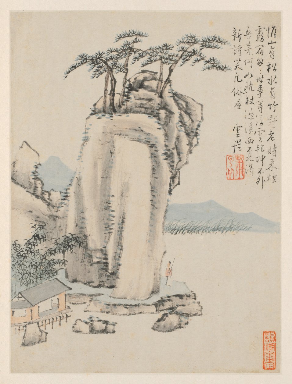 季节性风景画册，G叶子，前叶子7，1668年。 作者 萧云从