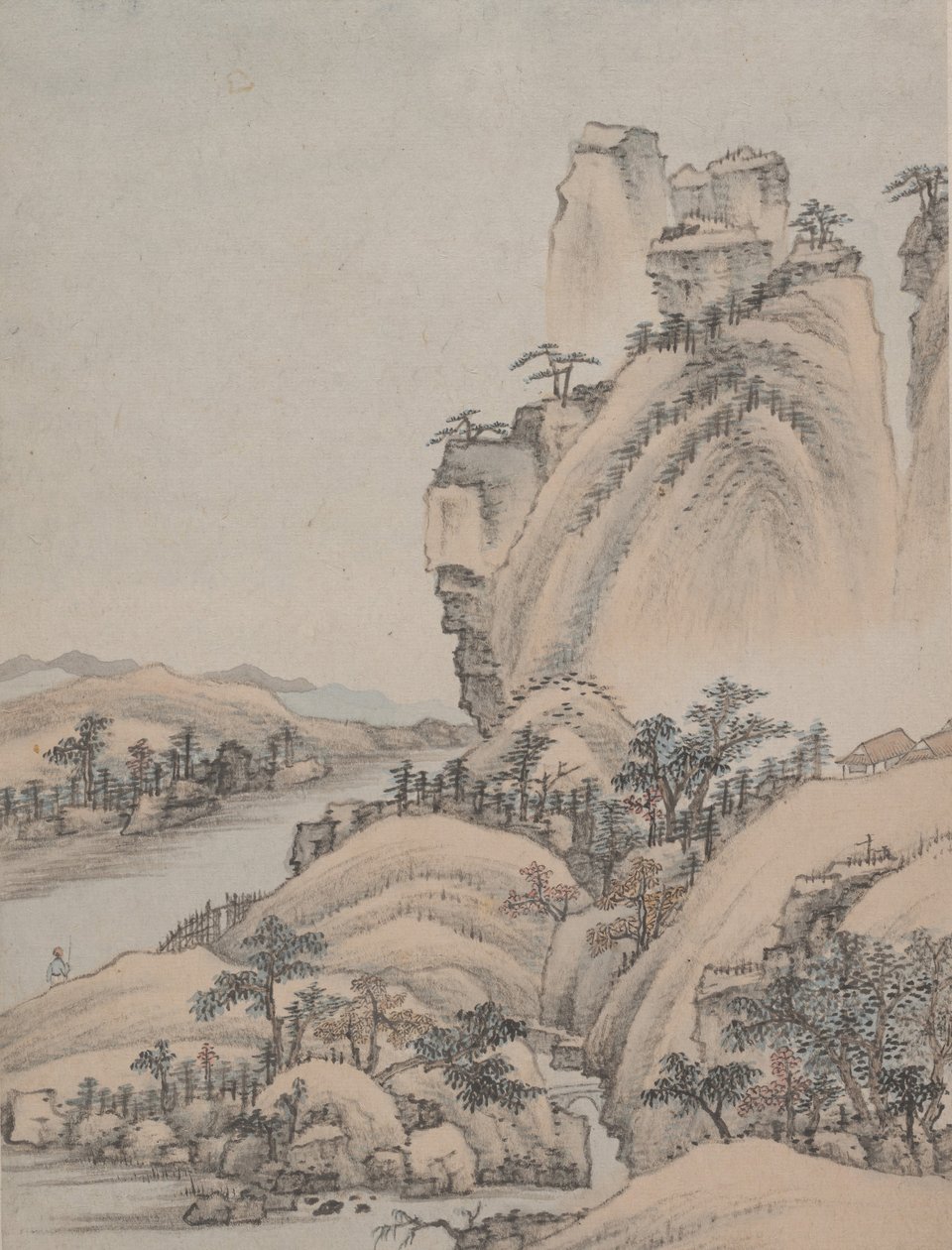 山水画，建于1668年。 作者 萧云从