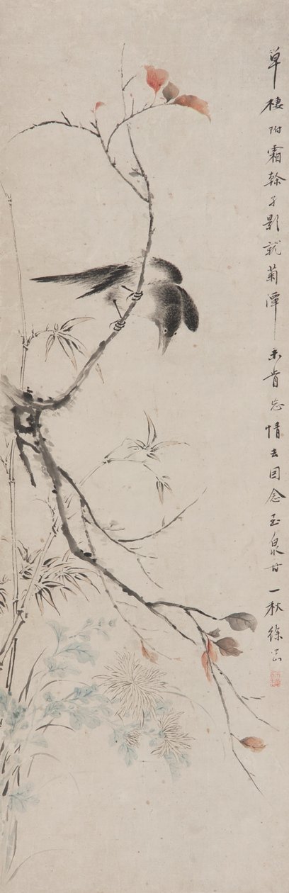 清代秋天的鸟（纸上的墨水和颜色） 作者 徐刚