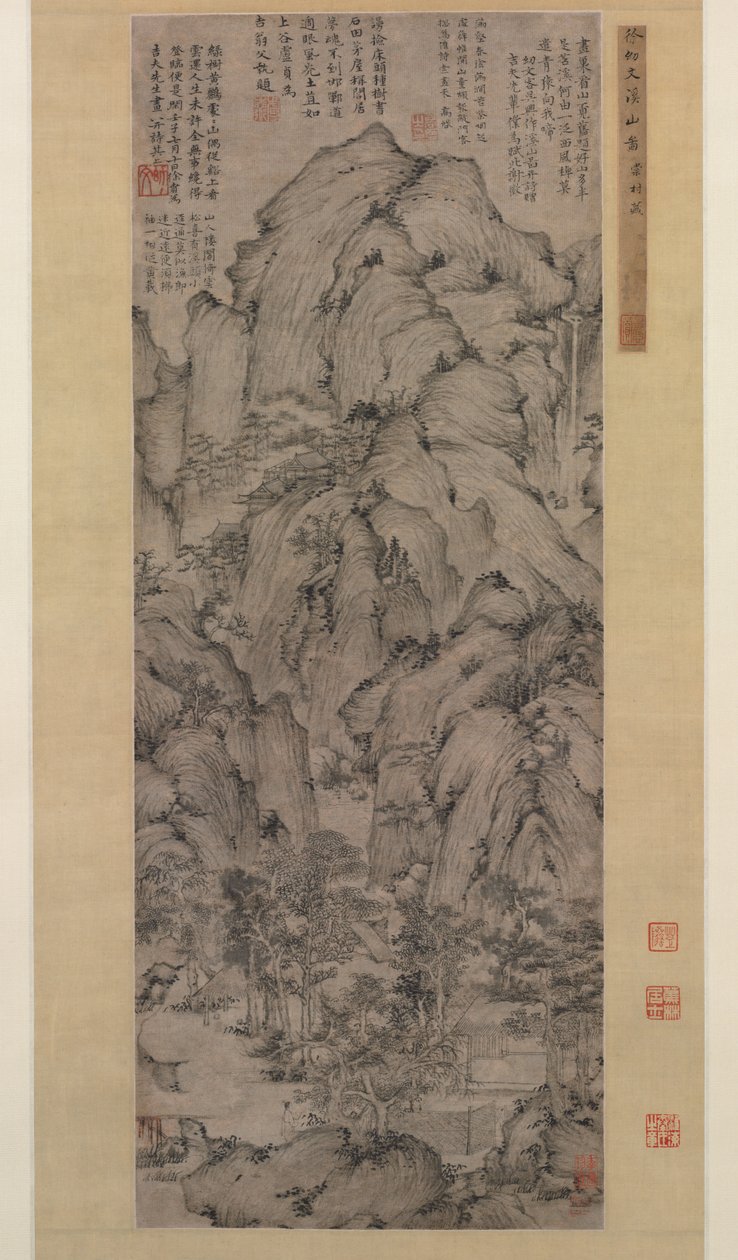 溪流和山脉，1372年。 作者 徐奔