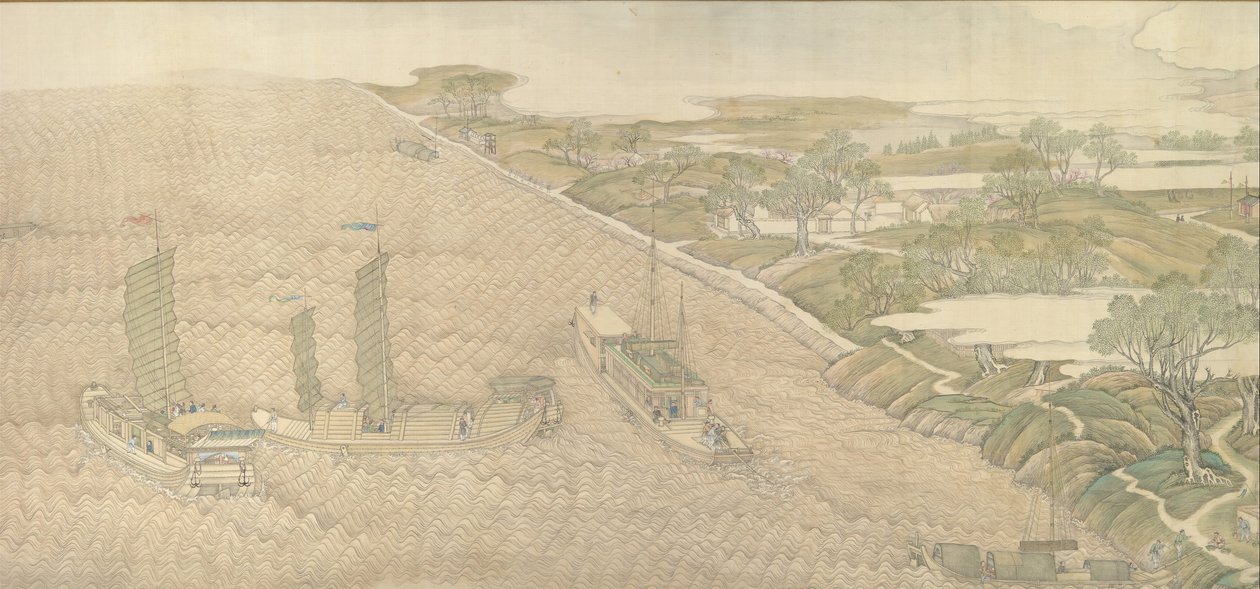 乾隆皇帝南巡游，第四卷：淮河交汇处，1770年。 作者 徐洋