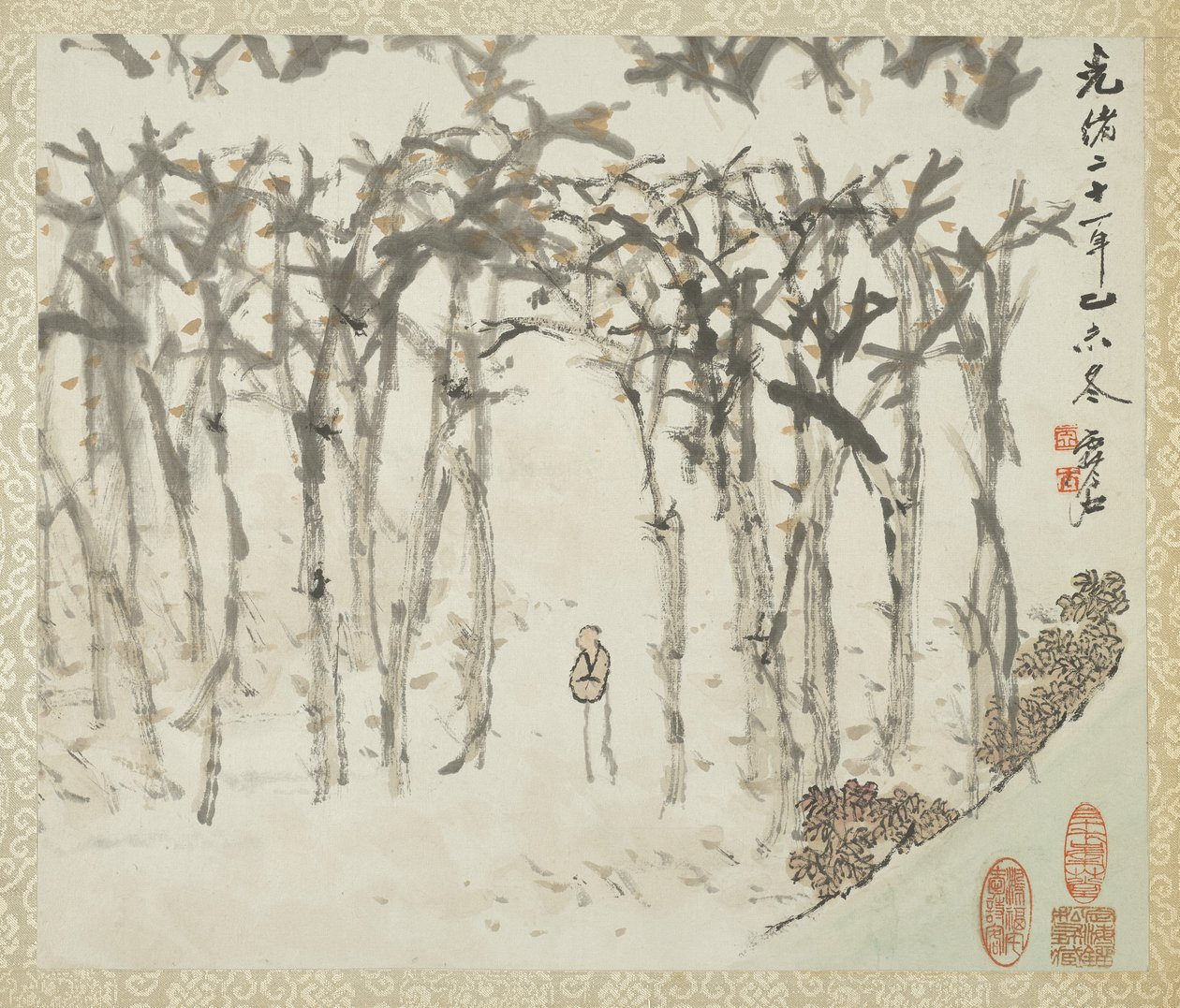 有人物的风景，摘自刘松甫的风景和书法专辑，1895-96年 作者 徐ugu