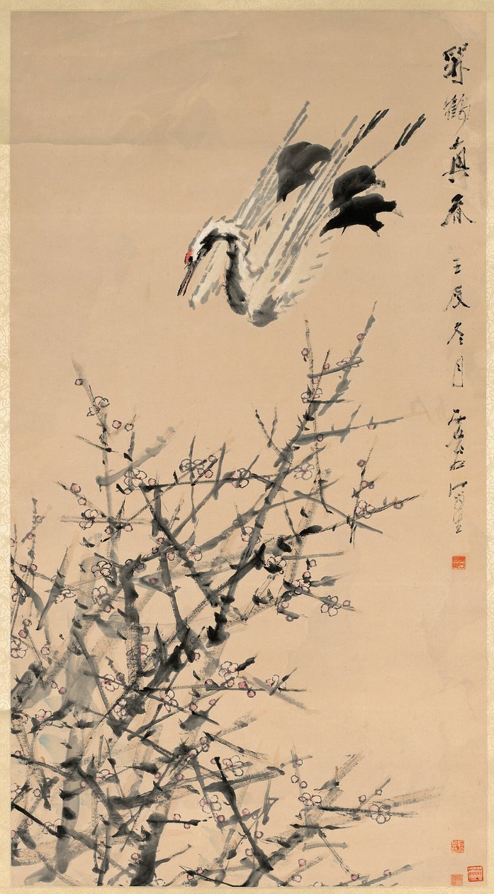 梅花、仙鹤和春天 作者 徐ugu