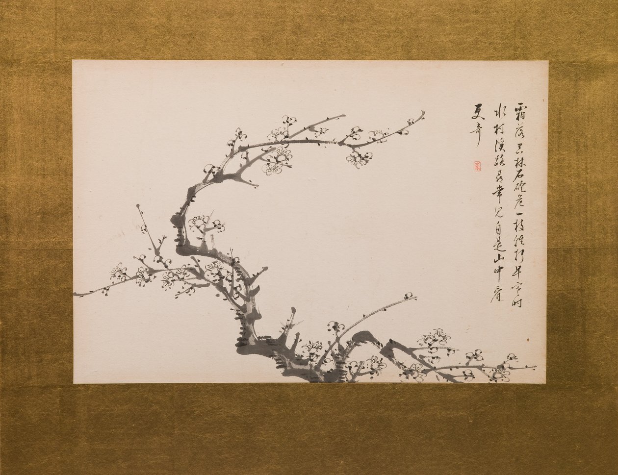 梅花，折叠屏风，4 幅中的第 3 幅，江户时代 1844 年（纸上墨迹）（另见 752778-82） 作者 山本白津
